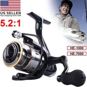 Spinning Fishing Reel 5.2:1 Freshwater Saltwater Right Left Metal Spool Aluminum - Picture 1 of 14