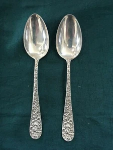 STIEFF STERLING SILVER (2) SPOONS VINTAGE 6''5/8 mono - Picture 1 of 2