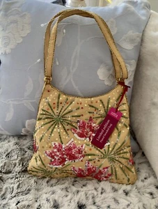RARO Bolso de Ocasión/Noche Marks & Spencer Edición Limitada Cuentas Dorado Satinado - Imagen 1 de 6