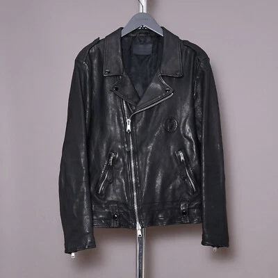ALL SAINTS Leather Jacket EXTRA LARGE Mens Black XL Biker Bomber Celebrity VIXON - Image 1 of 4