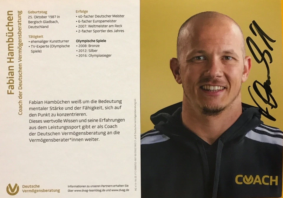 Autogramm Fabian Hambüchen OlympiasiegerTurnen Reck 2016 handsigniert gelb  xyz - Bild 1 von 1