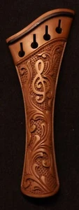 Handmade Carved Boxwood violin tailpiece 4/4 Harp Mod Treble Clef design #60 - Picture 1 of 6