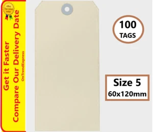 100 x Size 5 Esselte Buff Manilla Shipping Tags 60 x 120 mm - Picture 1 of 7