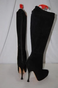 36/ 6❤️Brian Atwood Stretch Suede Over Knee High Heels Tall Platform Boots ITALY - Picture 1 of 19
