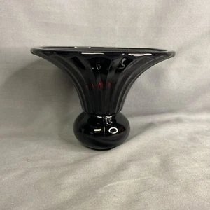 Vintage Flared Bud Vase Ridged Ball Bottom Amethyst Glass Rikka Ikebana - Picture 1 of 6