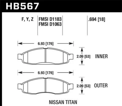 Hawk Front Disc Brake Pad Set Fits 2004 Nissan Pathfinder Armada  LTS Disc Brake - Image 1 of 4