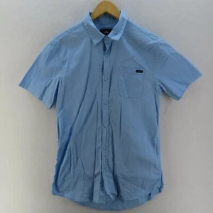 Rusty Shirt Mens Adult Medium Blue Short Sleeve Button Up Casual - Picture 1 of 9
