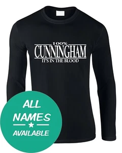 Apellido Hombre Camiseta Manga Larga 100% Todo Cualquier Regalo Nombre Familia Cumpleaños Reunión - Imagen 1 de 5