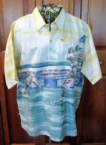 Tori Richard Herren XL Baseball Spieler Druck Baumwolle SS Shirt EXC - Bild 1 von 5