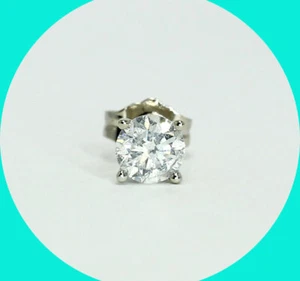  .42CT diamond SINGLE stud earring 14K WG round brilliant 1/2 pair! - Picture 1 of 6