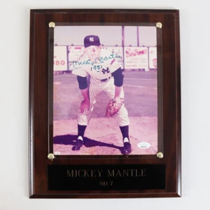 Mickey Mantle Signed Photo 8x10 Inscribed "1951" Plaque Yankees - COA JSA - Picture 1 of 5