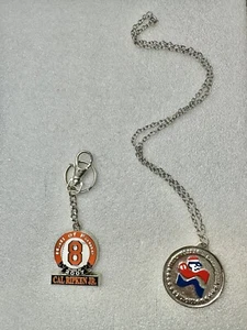 Hall Of Fame 2007 Cal Ripken JR key Chain & Mets Medallion Necklace - Picture 1 of 5
