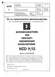 300262 Junkers Gegenkolben Motor HK 65 Bedienung Anleitung 1, 2 und 3 NZD 9/12 - Bild 1 von 3