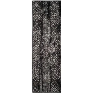 SAFAVIEH Area Rug 3'x12' Machine-Made Runner Imported Modern Indoor Black/Silver - Picture 1 of 7