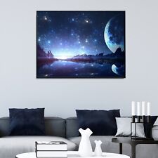 Full Moon in Night Sky Stars Luxury Framed Wall Art Picture Print HIGH QUALITY