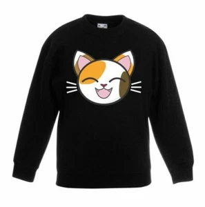 Cartoon Calico Cat Kitten Cute Animals Children's Toddler Kids Sweatshirt Jumper - Picture 1 of 3
