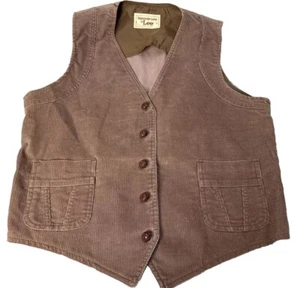 vintage LEE MEN'S CORDUROY 5 BUTTON VEST 60s 70s Made USA sz 42R Vest 4H - Picture 1 of 8