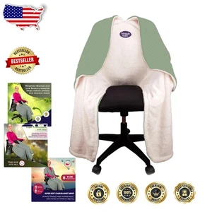 Experience Comfort with SnuggleBack's Modern Office Chair Blanket - Sage Green - Picture 1 of 9