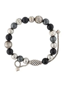 David Yurman Armband Hämatit schwarzer Onyx & Sterlingsilber Perlen - Bild 1 von 9