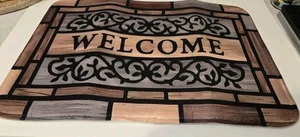 Welcome Mat Cloth Foam Scroll Brick Design - Picture 1 of 8