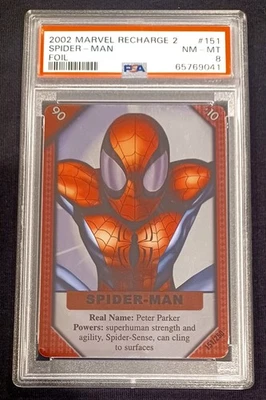 2002 Marvel Spider Man Foil, Recharge 2, POP 1, PSA8 MINT, FREE shipping - Image 1 of 4