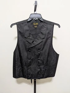 Scully Formal Buckle Back Vest Men's L Black Paisley Western Wedding - Picture 1 of 10