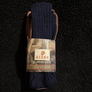 Neu Eichel Wolle Leder Original Maine Hausschuhe Socken Marineblau Größe 9-10 S43 - Bild 1 von 7