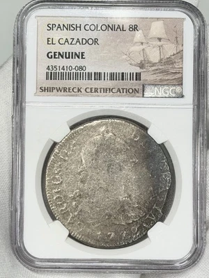 1778 8R Spanish Colonial 8 Reales El Cazador Shipwreck NGC Silver Coin Mexico - Image 1 of 4