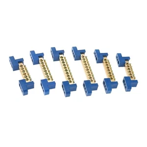 6Pc Ground Bus Bar Kit Brass Electrical Brass Wire Screw Terminal Block M4 Screw - Picture 1 of 12