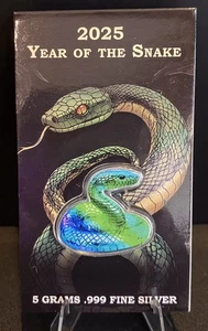 5 gram 2025 Silver Lunar Year of the Snake .999 Fine - Picture 1 of 2