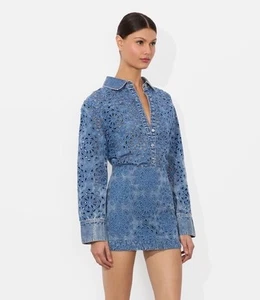 Alice Olivia RUBI DENIM MICRO SKIRT $395 Size 30 - Picture 1 of 6