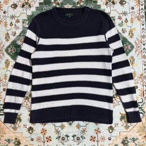 J. Crew Mens Medium Striped Sweater Navy White Long Sleeve Knitwear - Picture 1 of 5