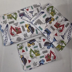 Pottery Barn Kids Jax Construction Full Sheet Set Pillowcase Cotton - Picture 1 of 3