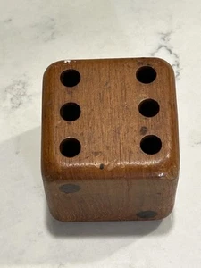 Sowe Konst Sweden Mid Century Modern 60's Teak Dice Pen Pencil Holder - Picture 1 of 6