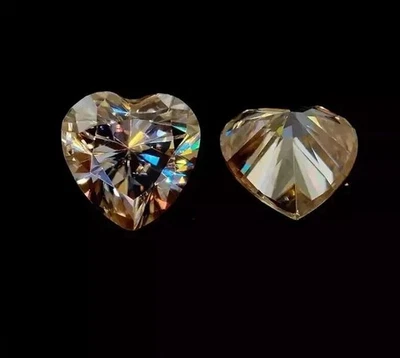 2 Ct Champagne color Diamond VVS1 Heart Cut Premium Loose Gemstone 2 PCS g172 - Image 1 of 4