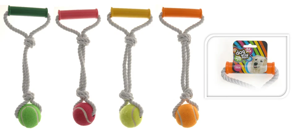 Dog Toy Rope Ball Tug and Pull Play Pet Dog Rope Ball Toy Outdoor Play 4 Colours - Image 1 of 1