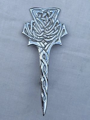 Scottish Modern Thistle Kilt Pin 4" Chrome/Modern Thistle Kilt Pins/Brooch Pins