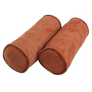 Blazing Needles Corded Microsuede Bolster Pillow 2 Count Pack of 1 Spice - Picture 1 of 1