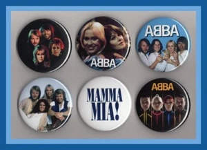 ABBA / 6 Assorted 56mm Badges - Set 6 - Super Trouper - Picture 1 of 2
