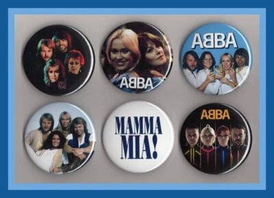 ABBA / 6 Assorted 56mm Badges - Set 6 - Super Trouper - Image 1 of 2
