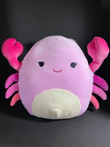 Squishmallow 14" Cailey Pink Crab w/Custom Beaded "I ♡ SQUISH" Charm - Picture 1 of 7