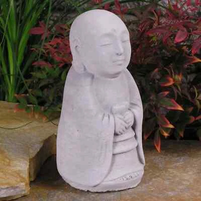 Cast Stone Cement Standing Jizo Buddah Concrete Outdoor Garden Statue  - Image 1 of 4