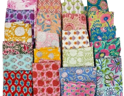 100 Assorted BLOCK PRINT pre cut charm pack 5" squares 100% cotton fabric quilt - Image 1 of 4