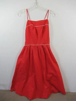 Vintage 90s Byer Too! Dress Junior 7 Red Polka Dot Open Back Pockets - Image 1 of 4