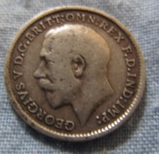 SOLID SILVER Three pence 1911 Coin Machu Picchu Discovered Vintage King George