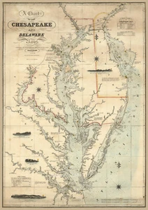 Cartel artístico de mapa de estudio costero de las bahías de Delaware Chart Chesapeake 1862 16x24 - Imagen 1 de 2