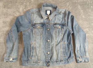 Lauren Conrad Denim Jean Jacket Women's Size XL Button Closure Distressed - Picture 1 of 16