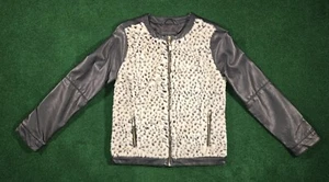 Girls Black Cherokee Faux Leather Black & White Jacket With Faux Fur Size Large - Picture 1 of 7