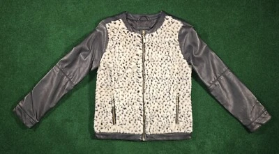 Chaqueta Cherokee negra de cuero sintético blanca y negra con piel sintética talla grande para niñas Foto 1 de 4