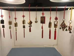 Vintage assorted Lucky Chimes Chinese Feng Shui Hanging for Home w/ red tassel - Picture 1 of 13